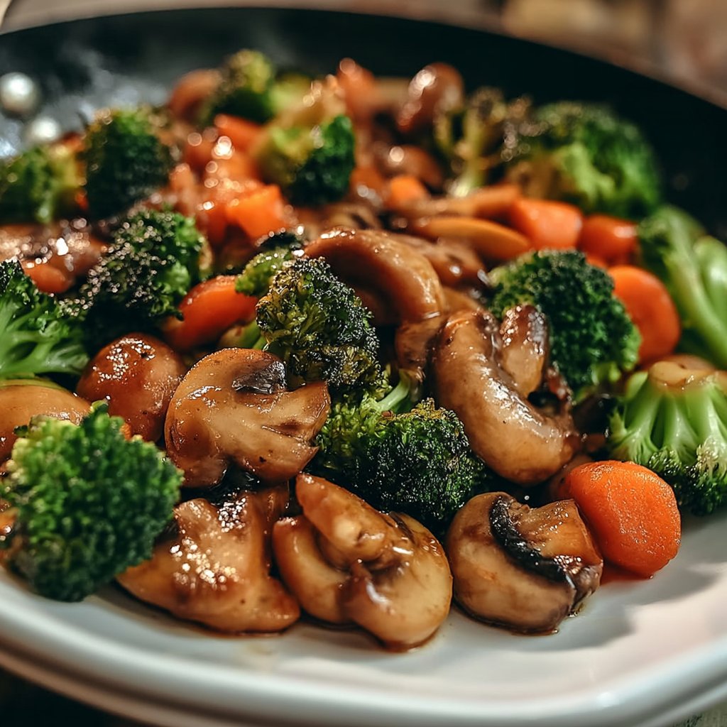 15-Minuten-Pfanne mit Champignons, Brokkoli und Karotten