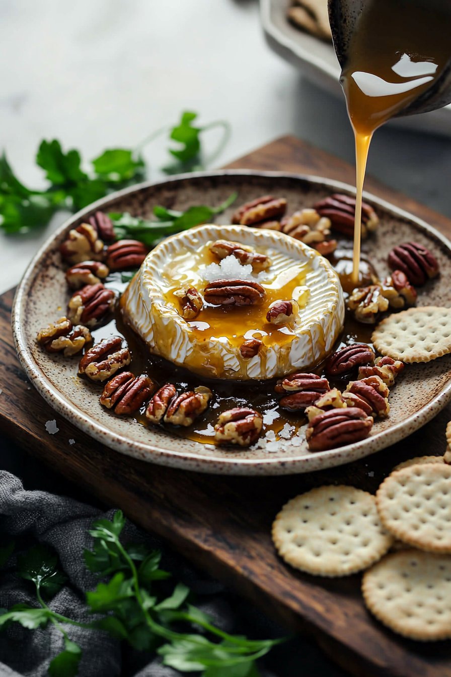 Gebackener Brie mit gesalzenen Karamell-Pekannüssen