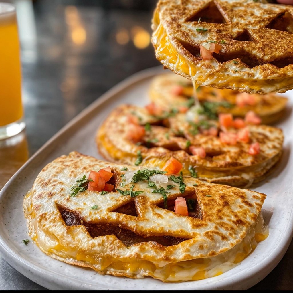 Jack-o-lantern Cheese Quesadillas