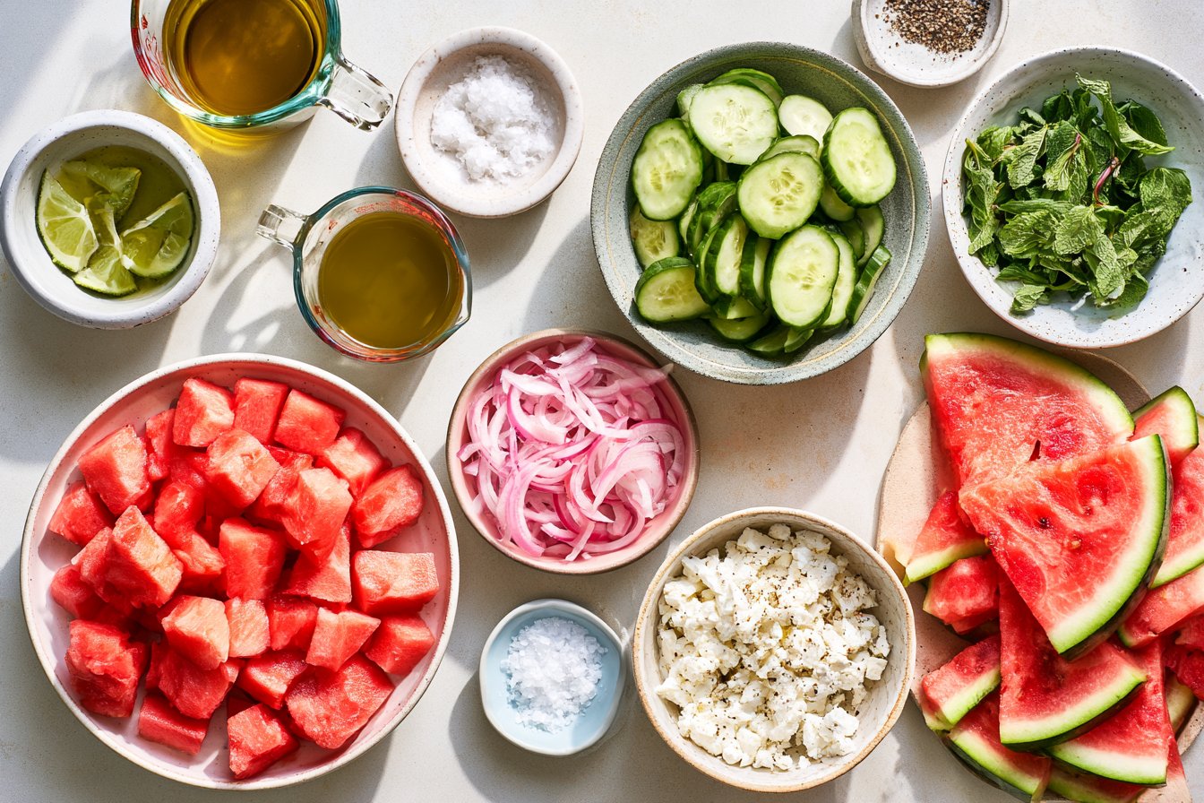 Fresh Watermelon Salad with Feta Cheese