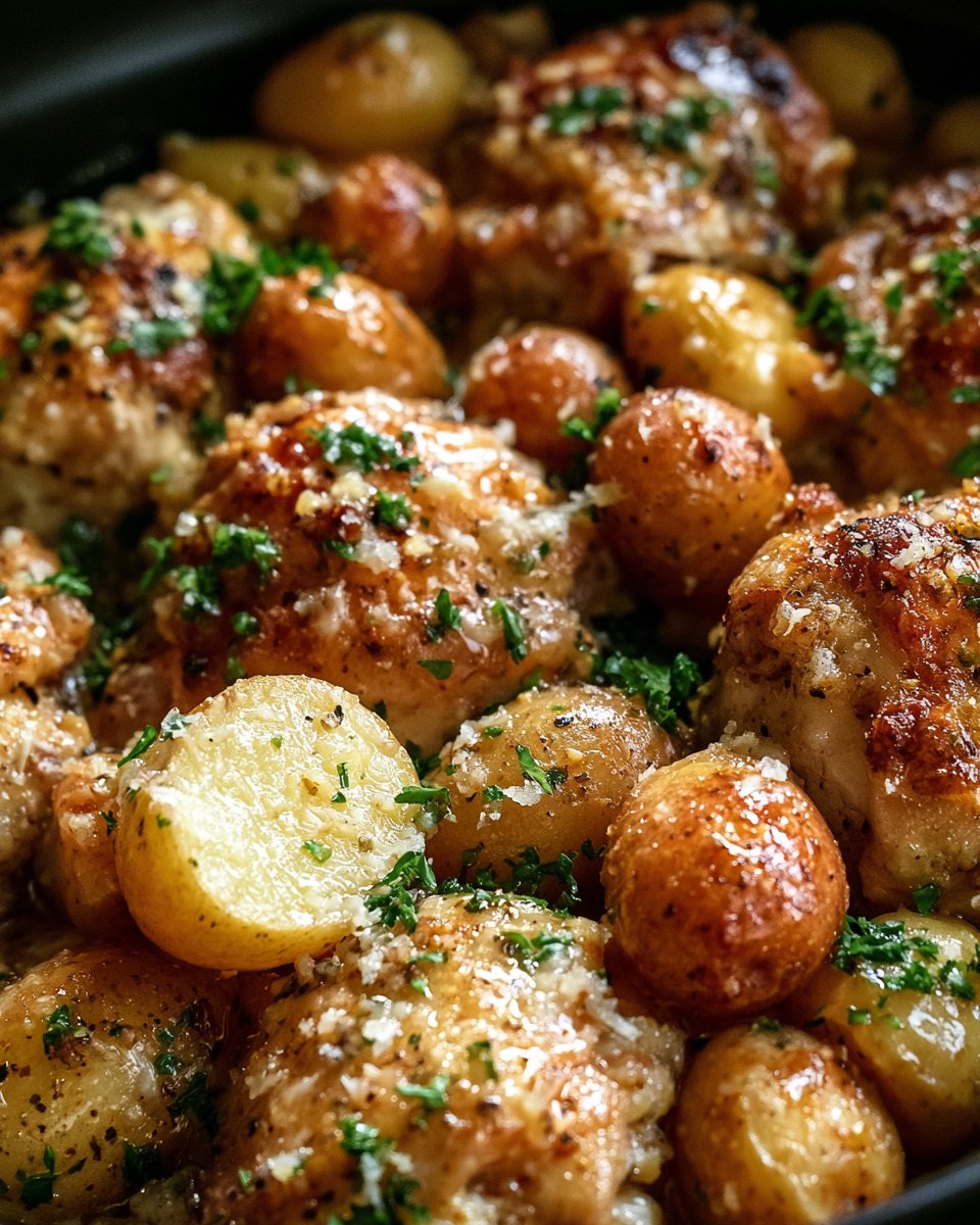 Garlic Parmesan Crockpot Chicken and Potatoes