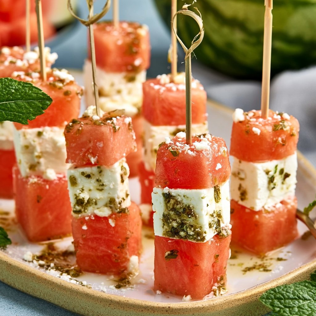 Melonen-Feta-Spieße – schnelles Sommer-Fingerfood