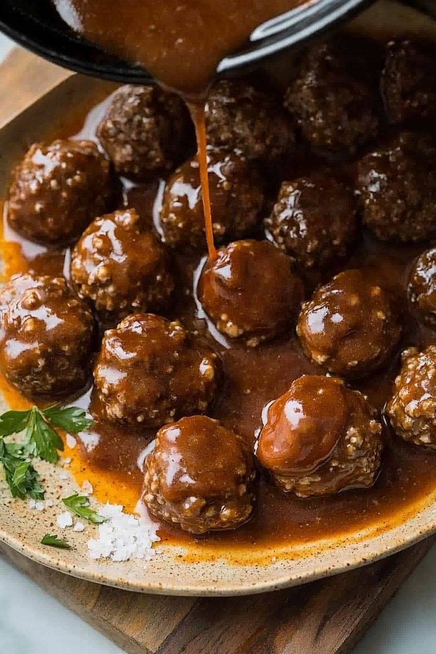 Slow Cooker Salisbury Steak Meatballs