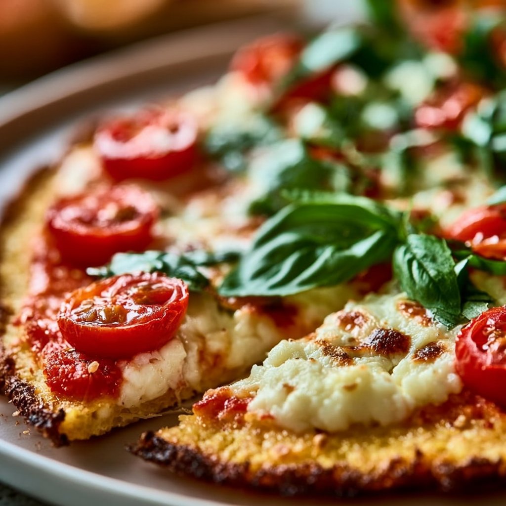 Low Carb Pizza mit körnigem Frischkäse