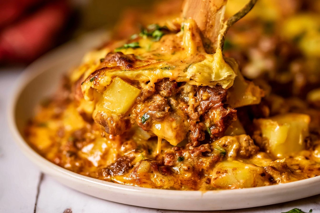 Cheesy Beef and Potato Bake