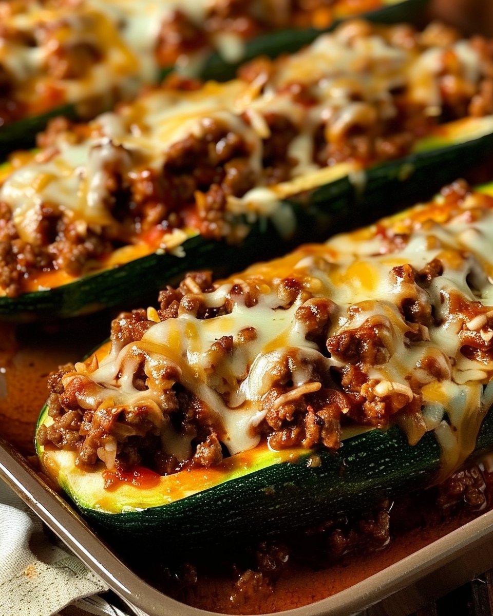 Ground Beef Zucchini Boats
