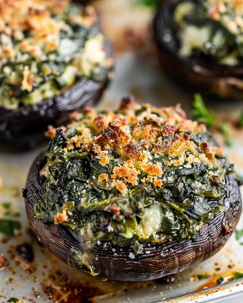 Spinach Stuffed Portobellos