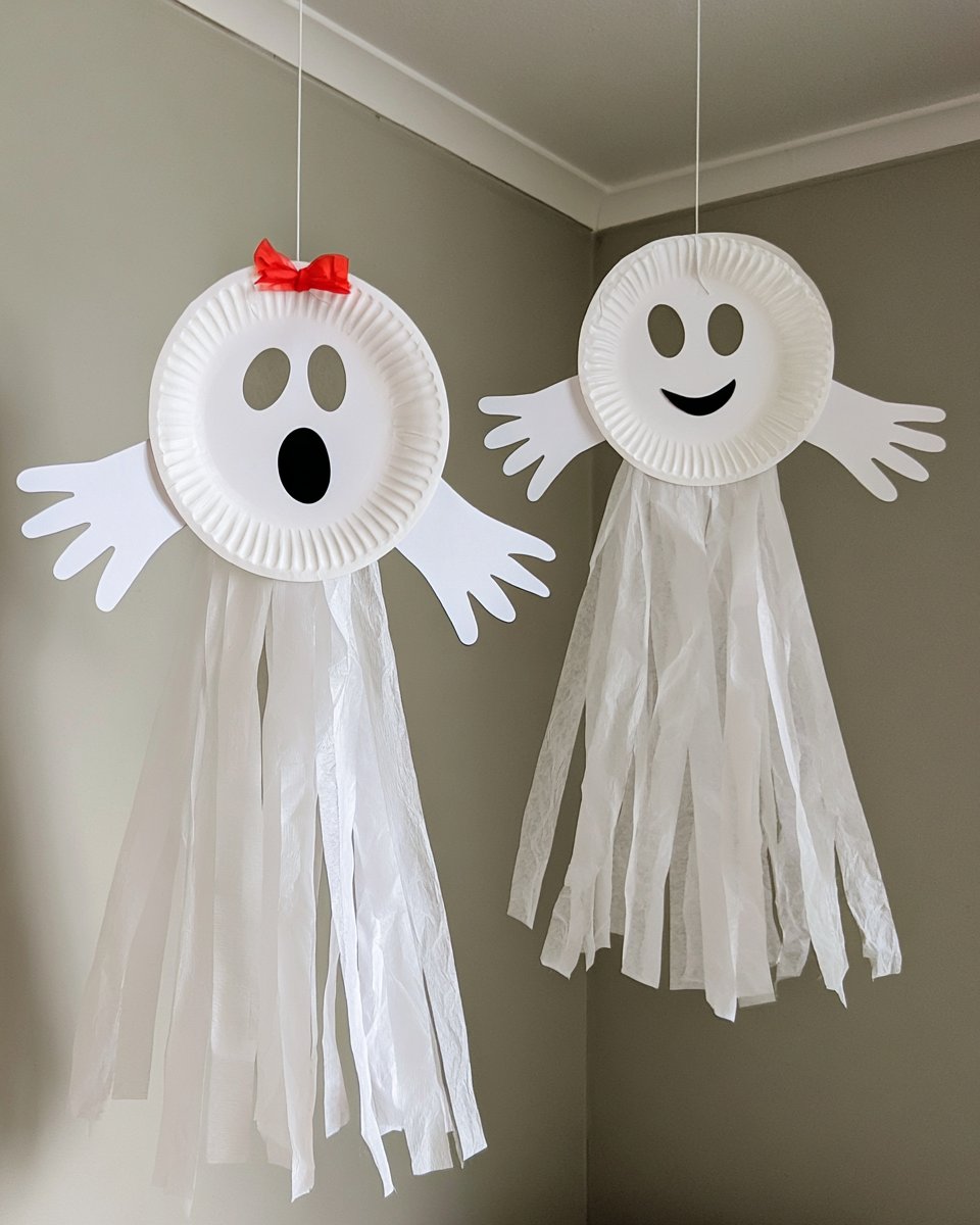 How to Make a Paper Plate Ghost | Ghost Handprint Craft
