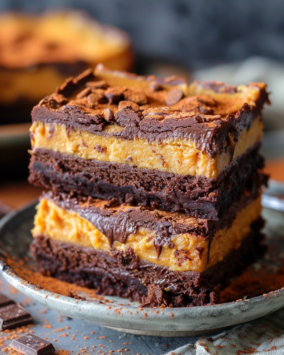 Fudgy Chocolate Brownie and Creamy Pumpkin Pie Layers