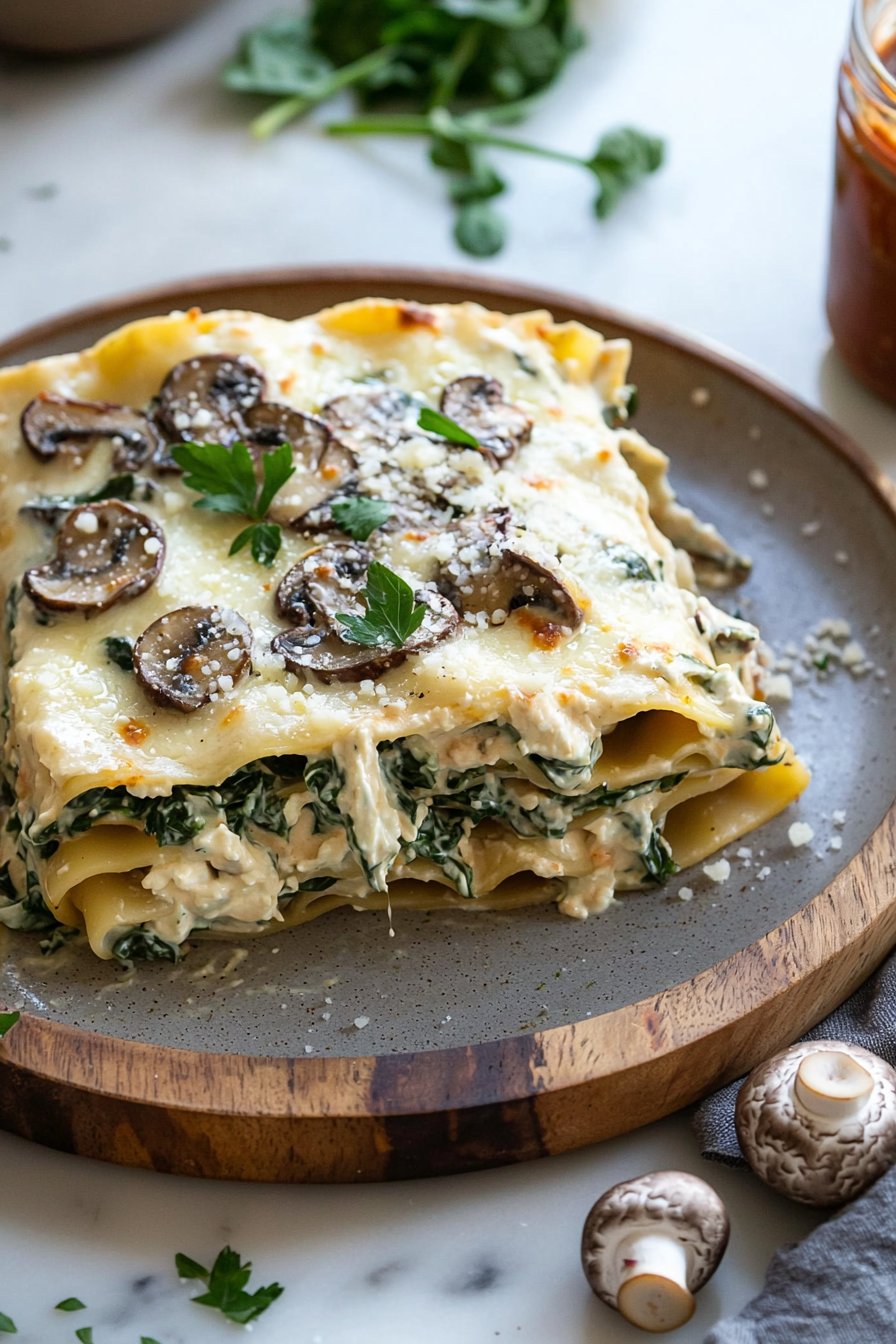 Creamy Spinach Mushroom Lasagna