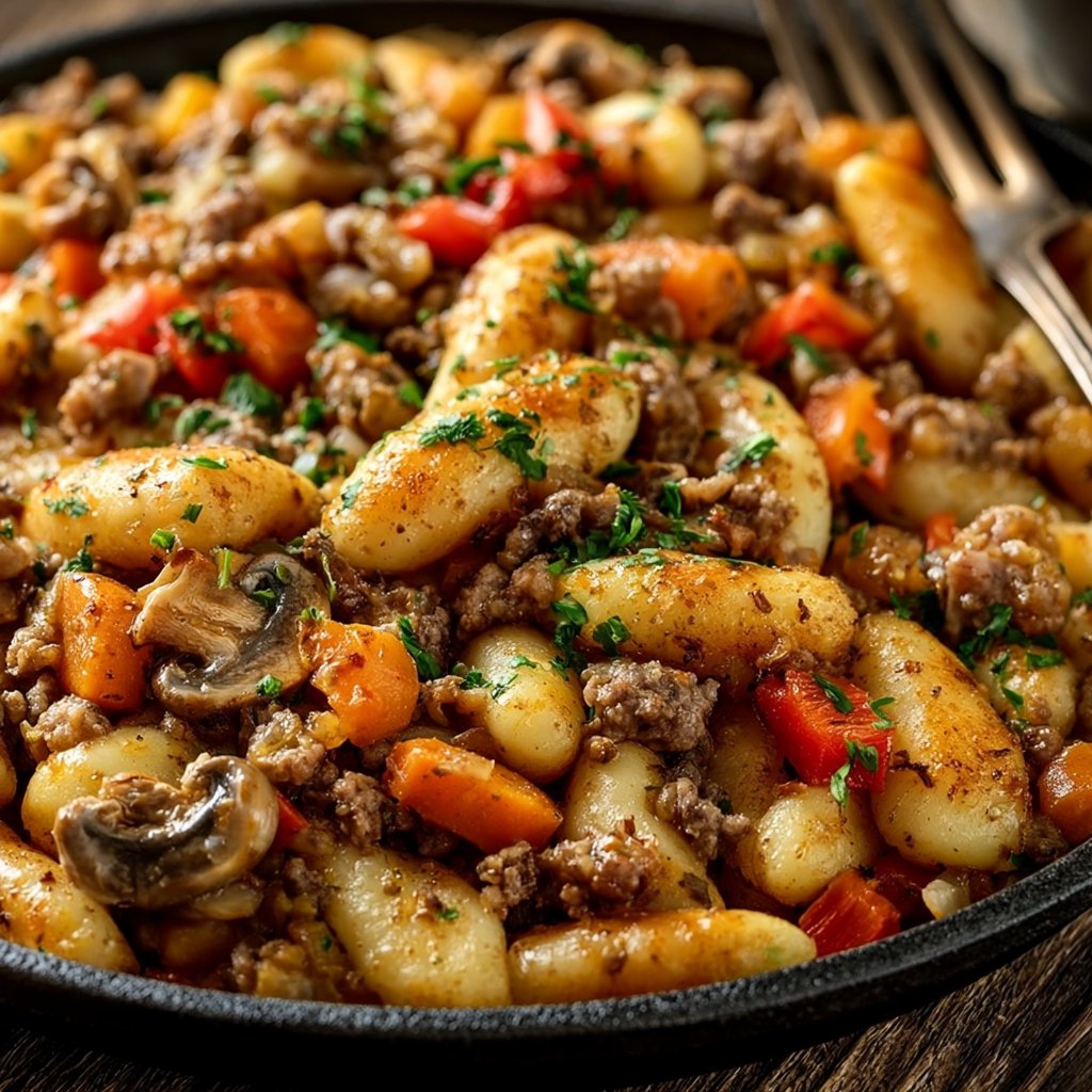 Schupfnudeln mit Hackfleisch und Gemüse