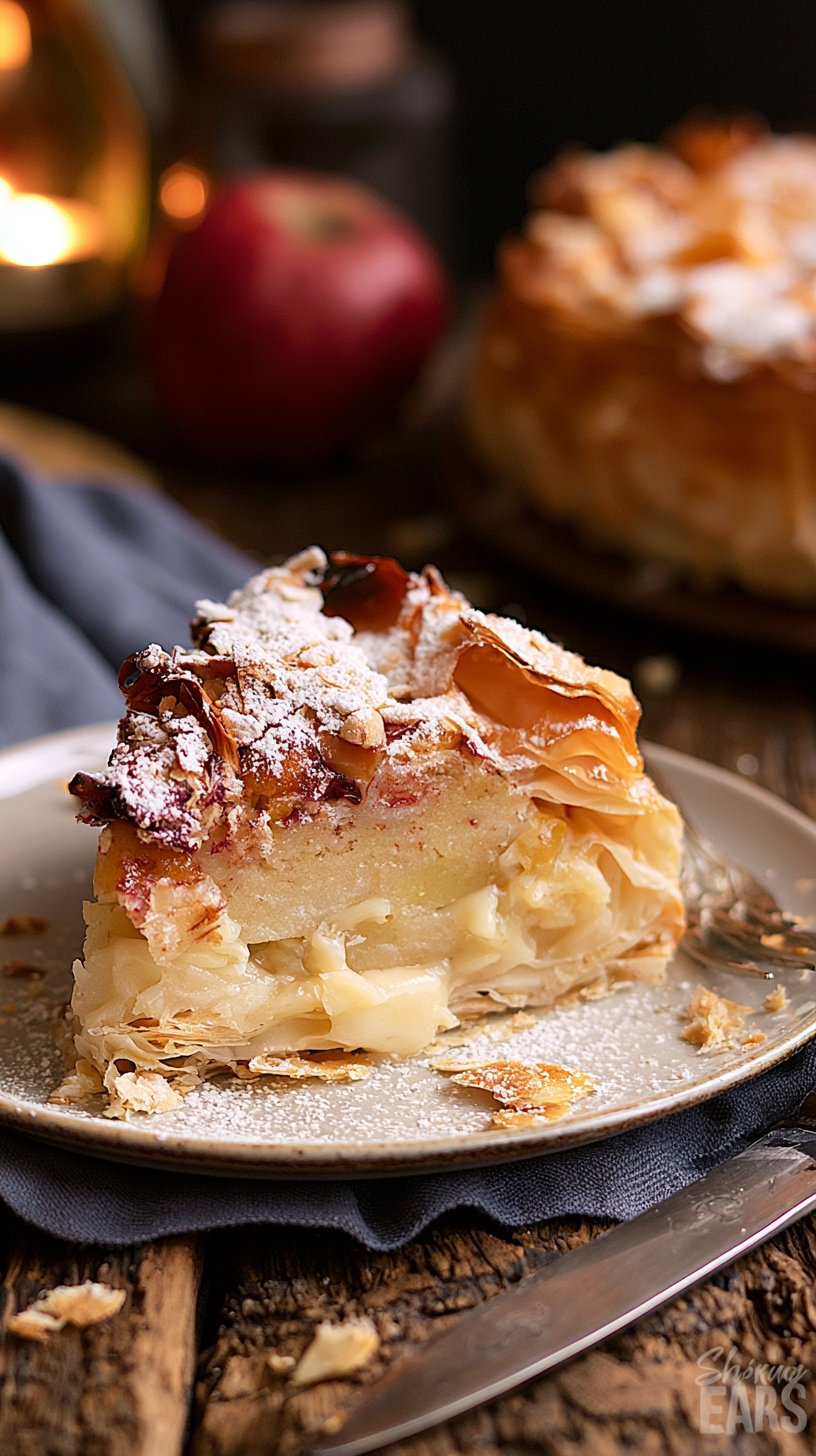 Apfelstrudel Kuchen (mit Filoteig)