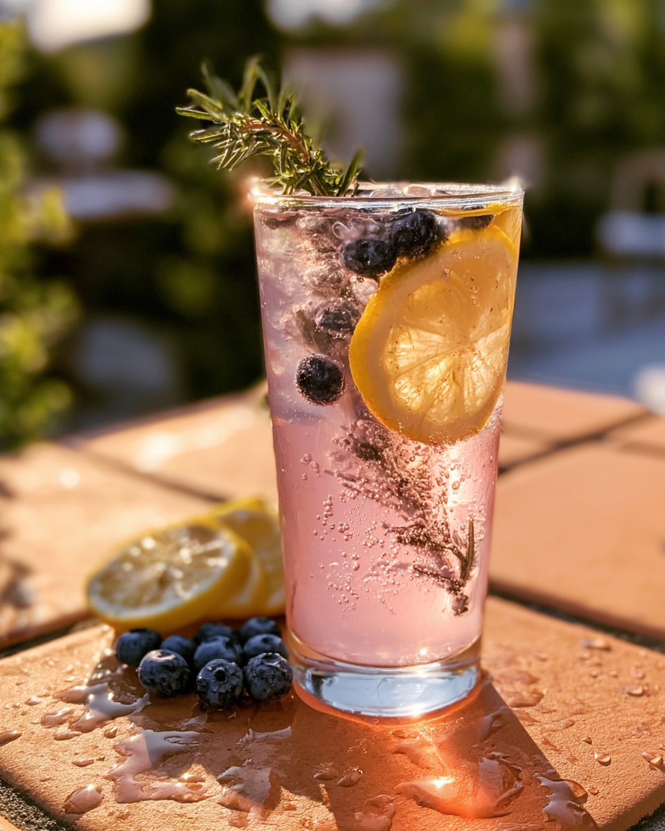 Lavender Mocktail with Lemon and Blueberry