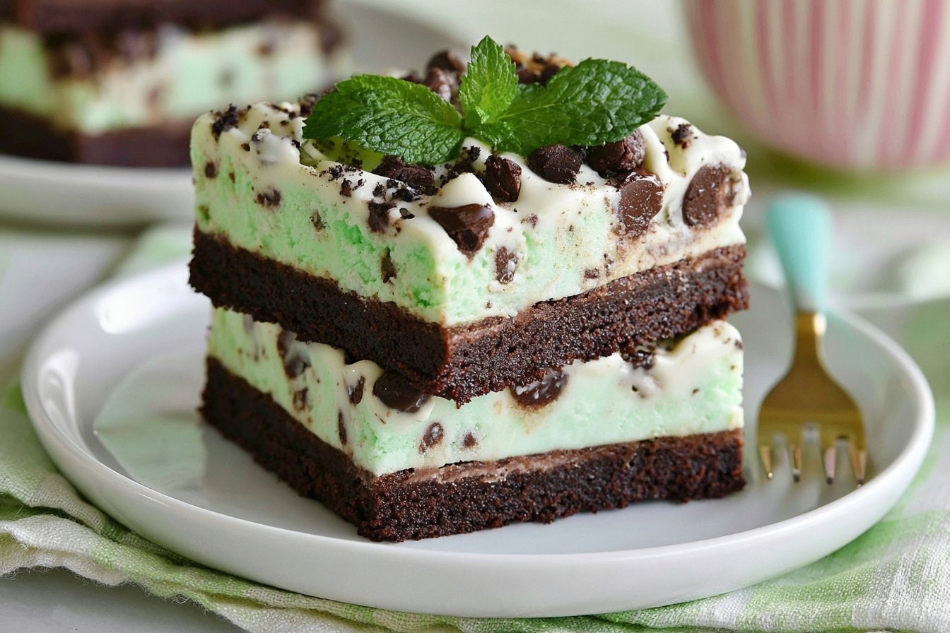 Mint Chip Brownie Ice Cream Squares
