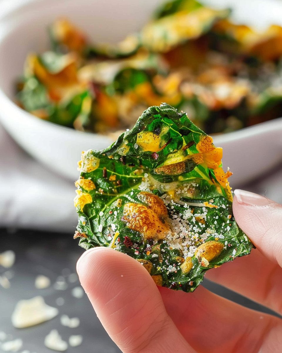 Spinach Chips with Parmesan Cheese