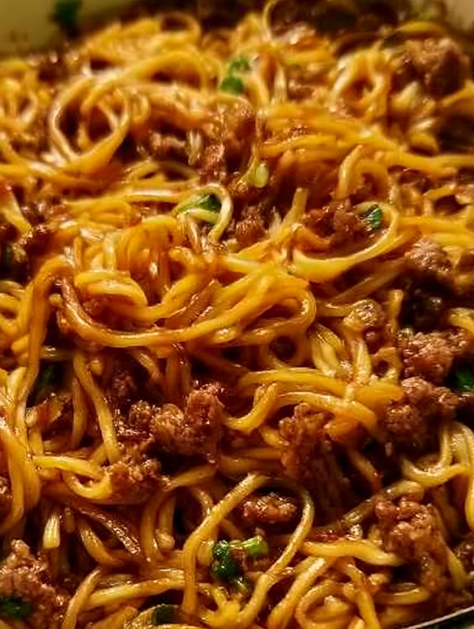 Receta fácil de fideos con carne molida mongola