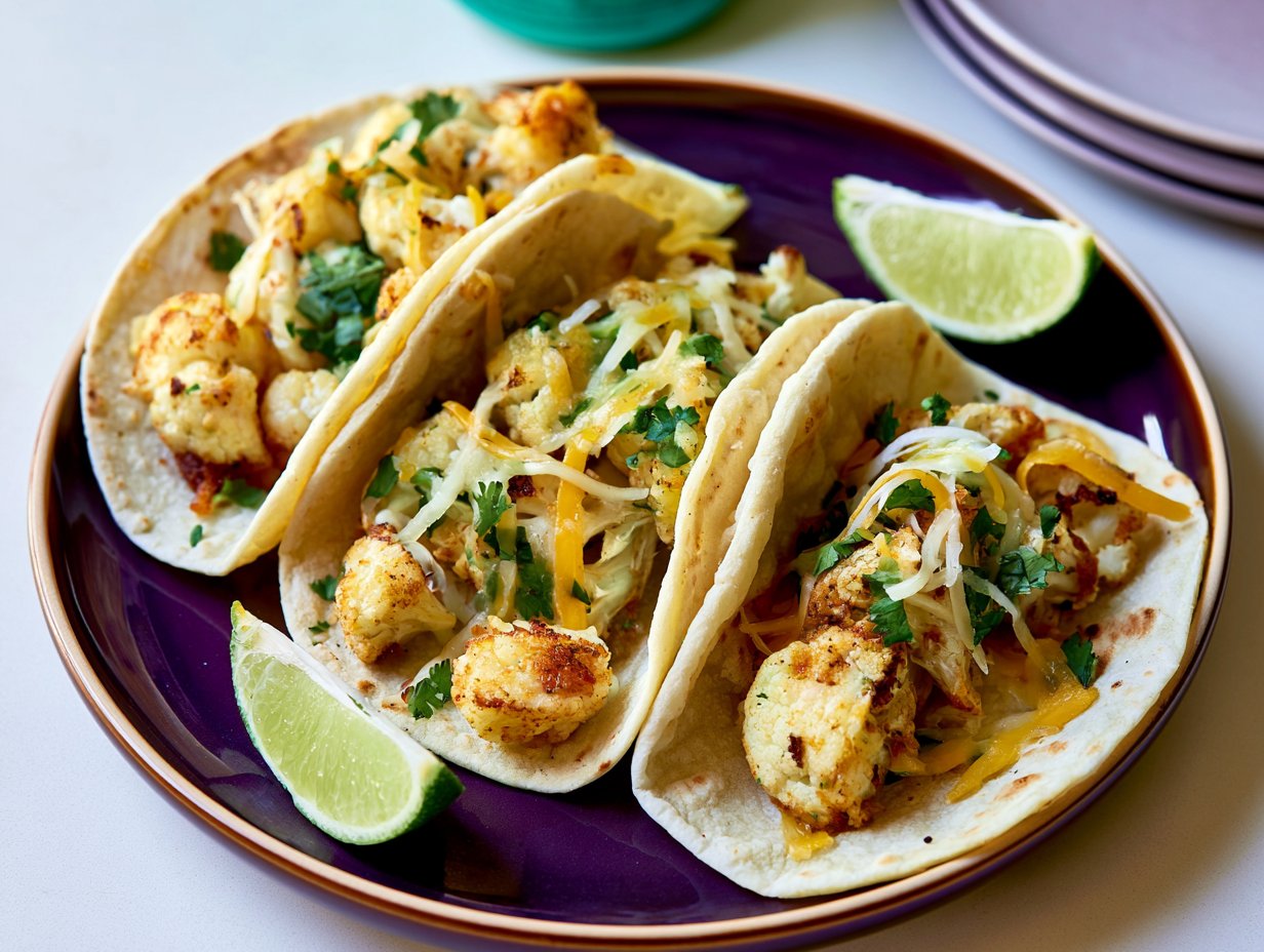 Roasted Cauliflower and Cheddar Tacos