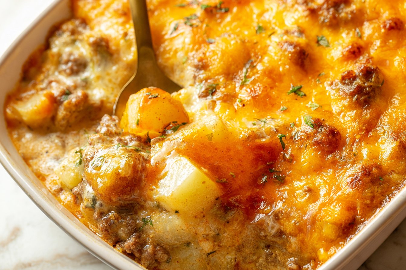 Cheesy Ground Beef and Potato Casserole