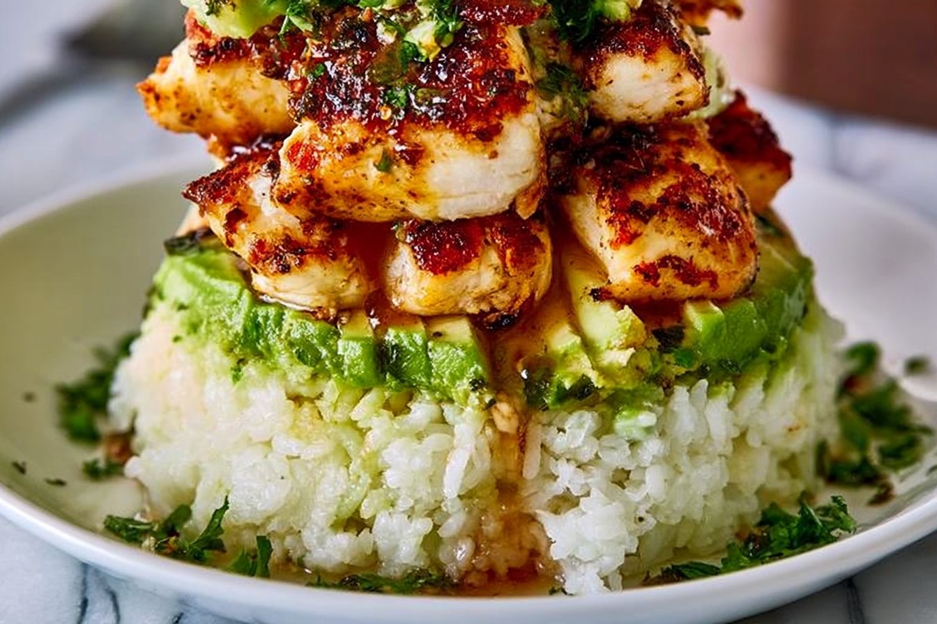 Honey Lime Chicken with Avocado Rice 2 Honey Lime Chicken & Avocado Rice Stack