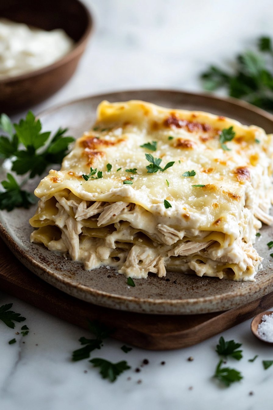 Hühnchen Alfredo Lasagne