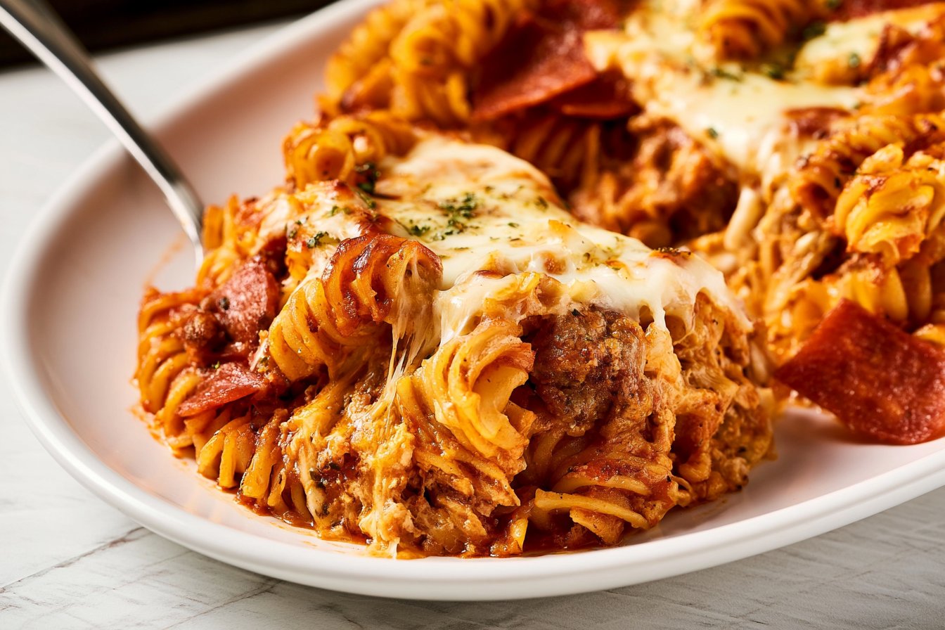 Baked Rotini with Sausage and Pepperoni