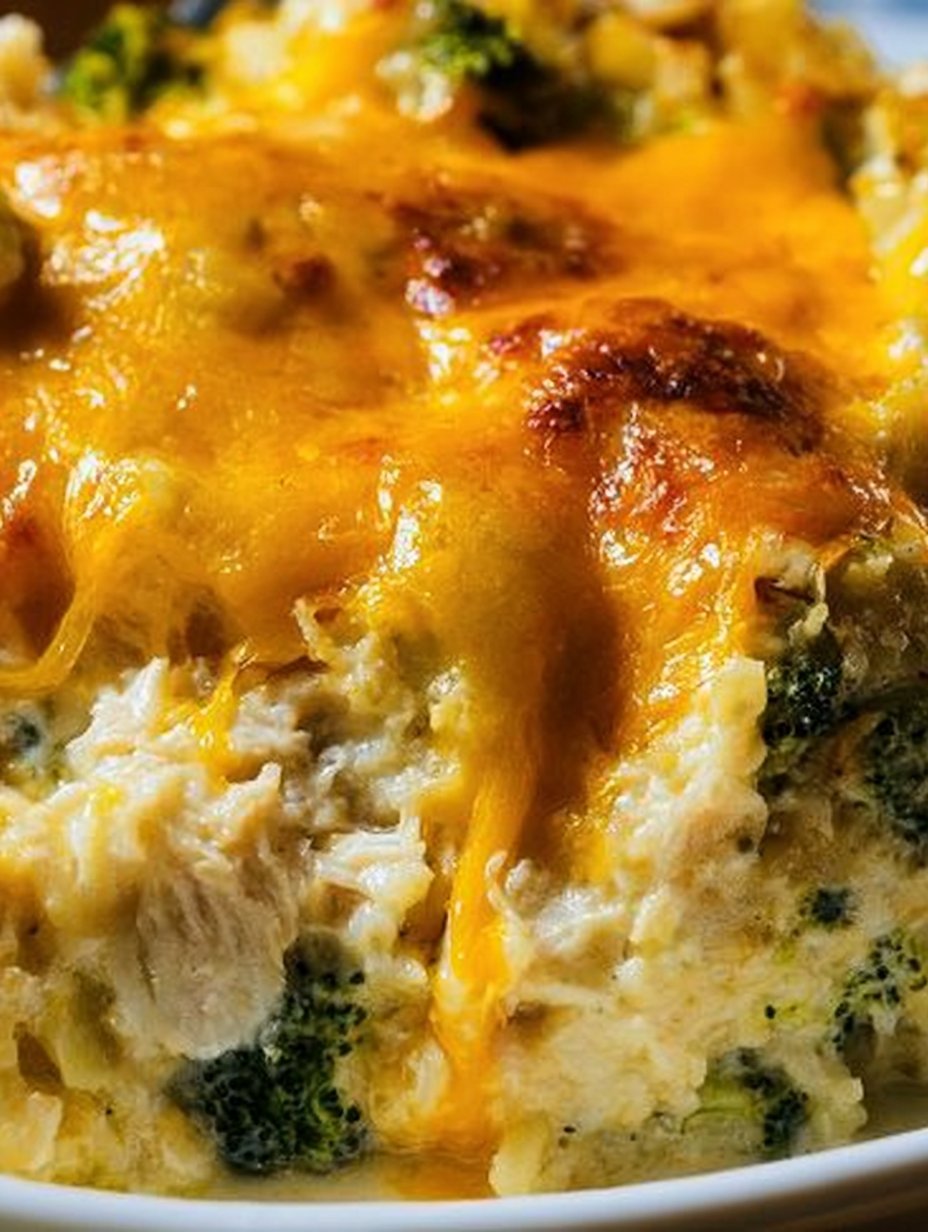 Cheesy Broccoli Chicken and Rice Casserole