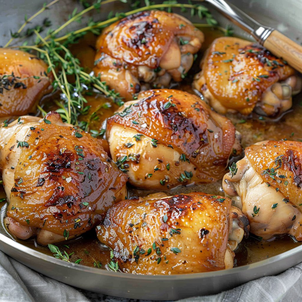 One-Skillet Apple Cider Glazed Chicken Thighs