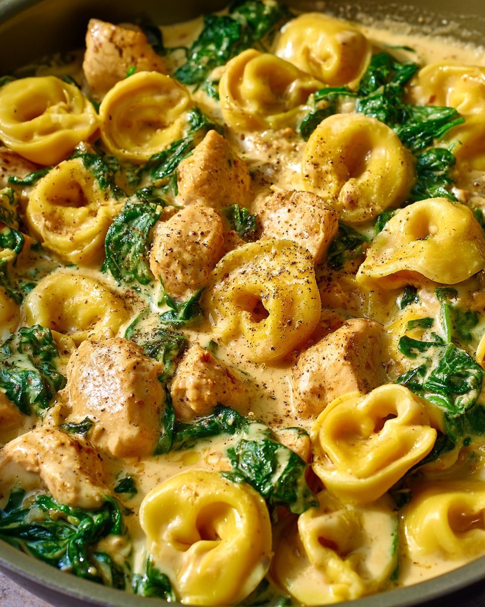 Tortellini with chicken in cream sauce