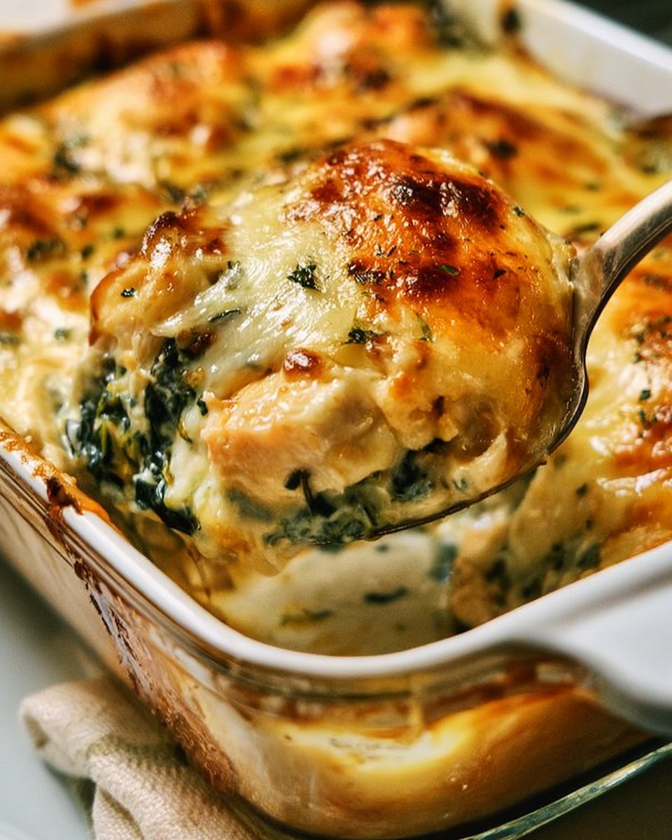 Cream Cheese Chicken and Spinach Casserole