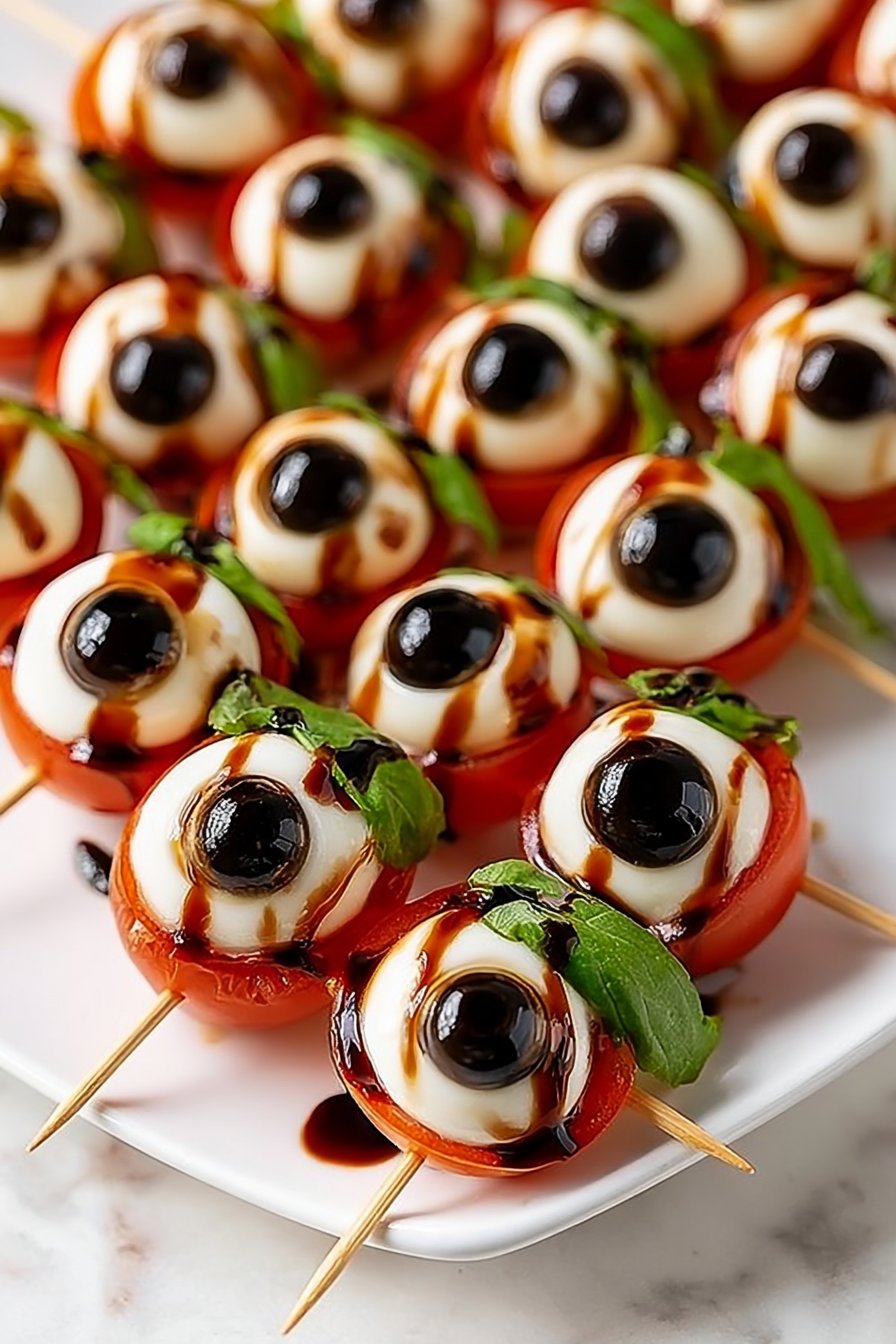 Creepy Eyeball Caprese Skewers