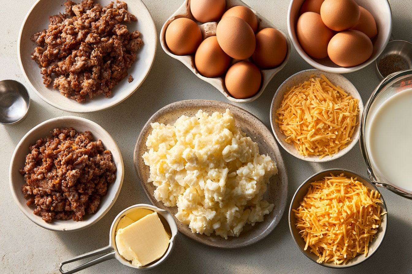 Sausage, Egg and Cream Cheese Hashbrown Casserole