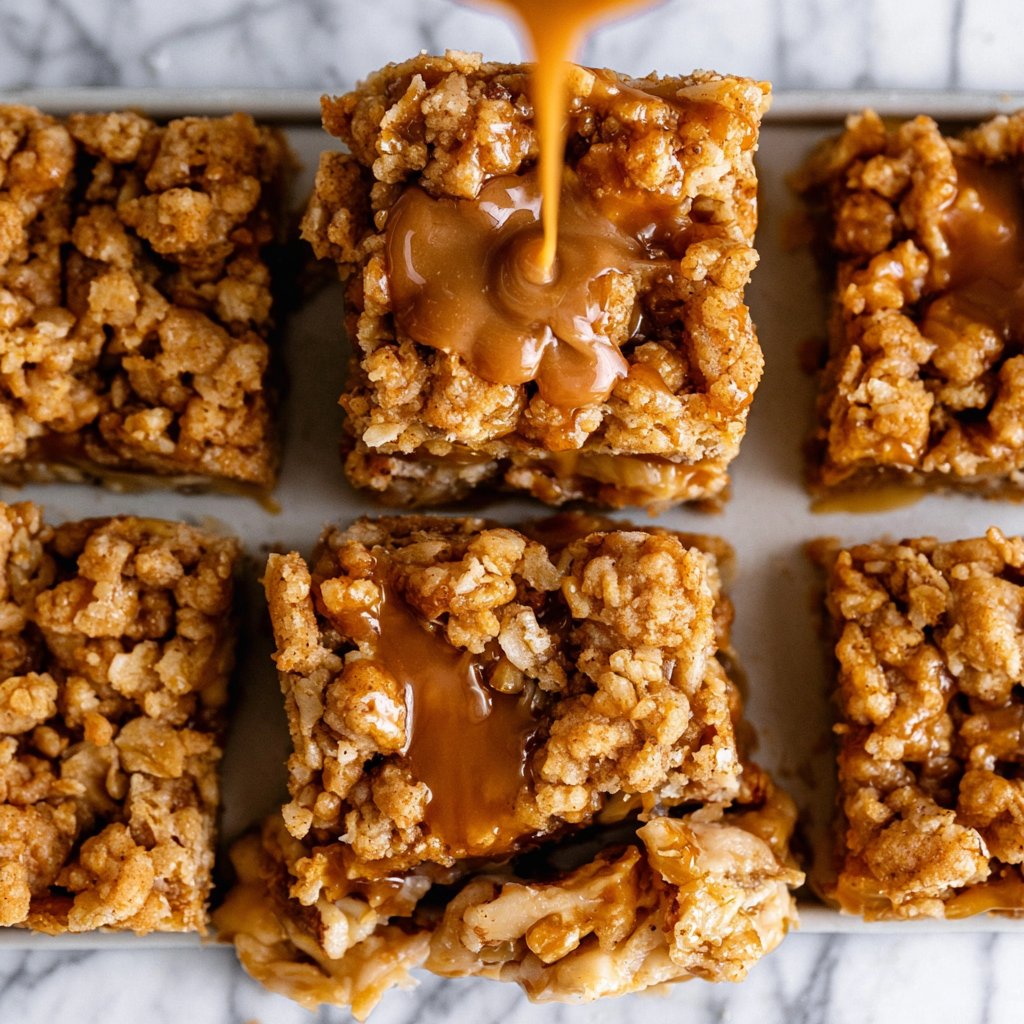 Apple Pie Bars with Salted Peanut Butter Caramel