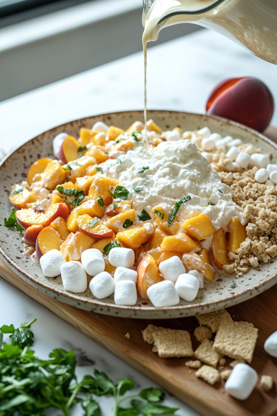 Creamy Peach Cheesecake Salad
