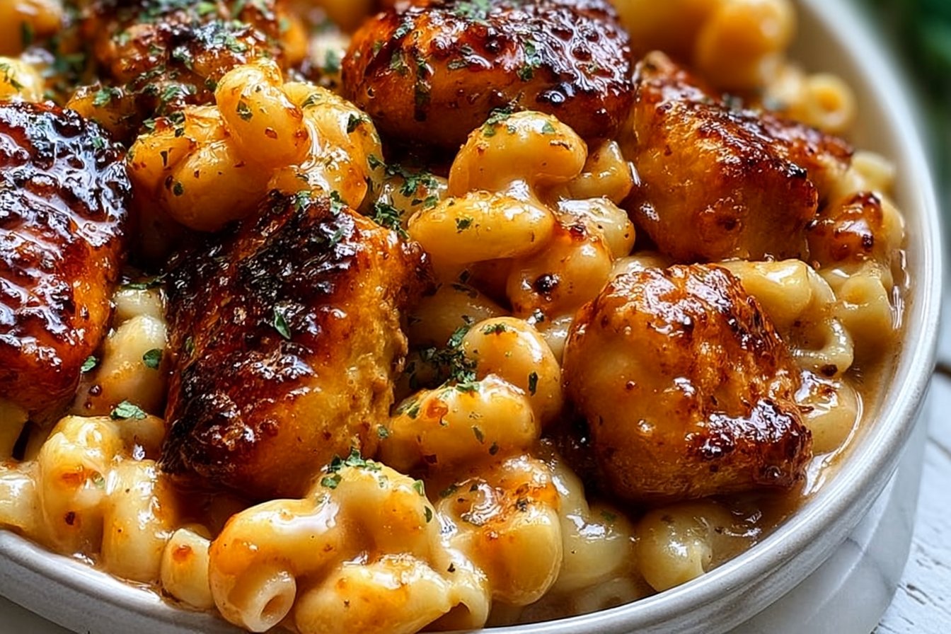 Honey Garlic Butter Chicken with Mac and Cheese