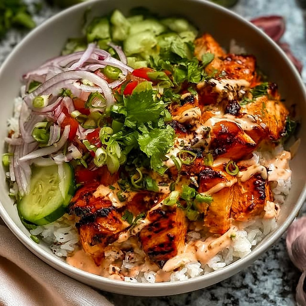 Sweet Chili Chicken Bowl with Coconut Lime Drizzle