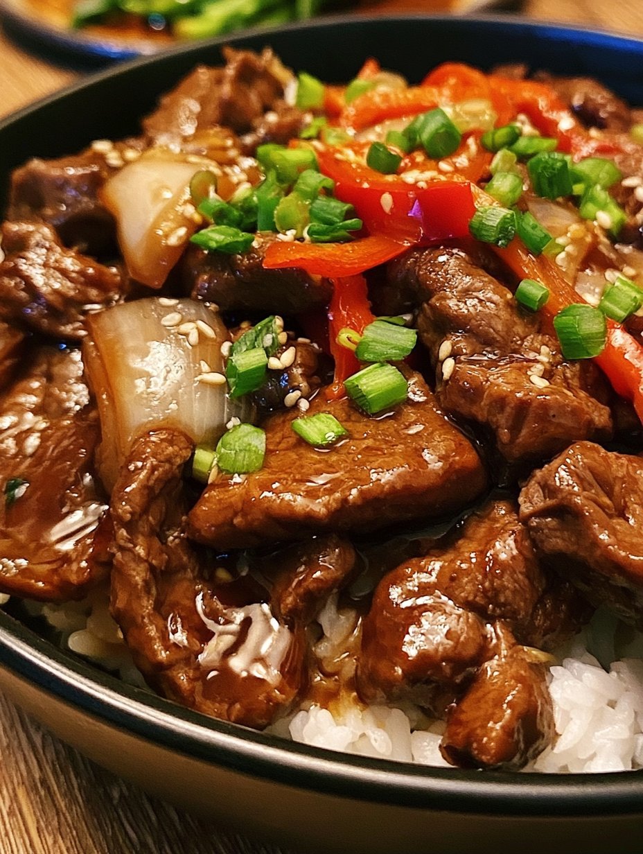 Bistec de pimiento chino tierno y sabroso