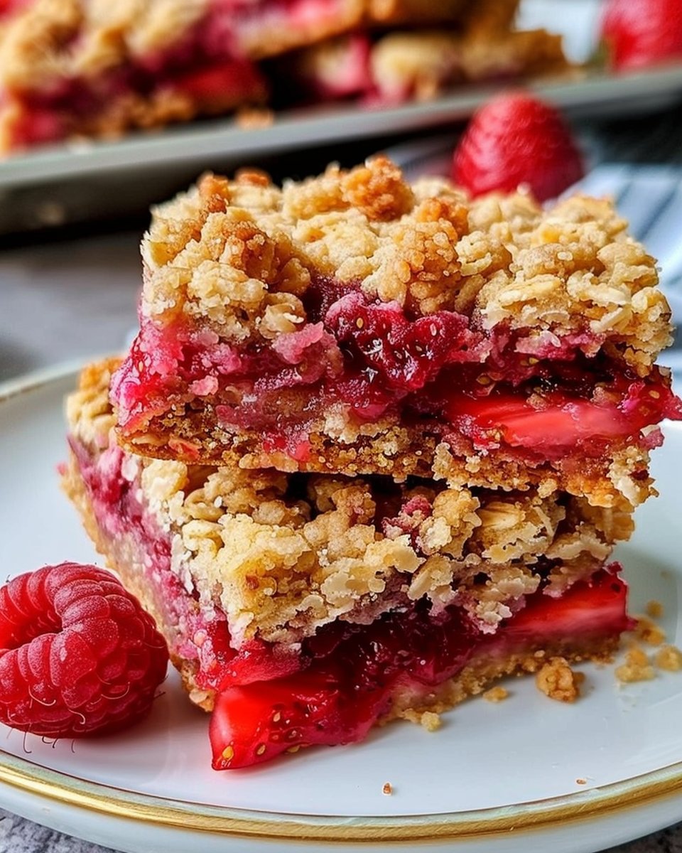 Strawberry Oatmeal Crumble Bars