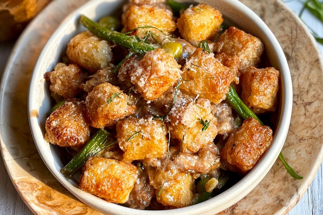 Slow Cooker Tater Tot Casserole with Green Beans
