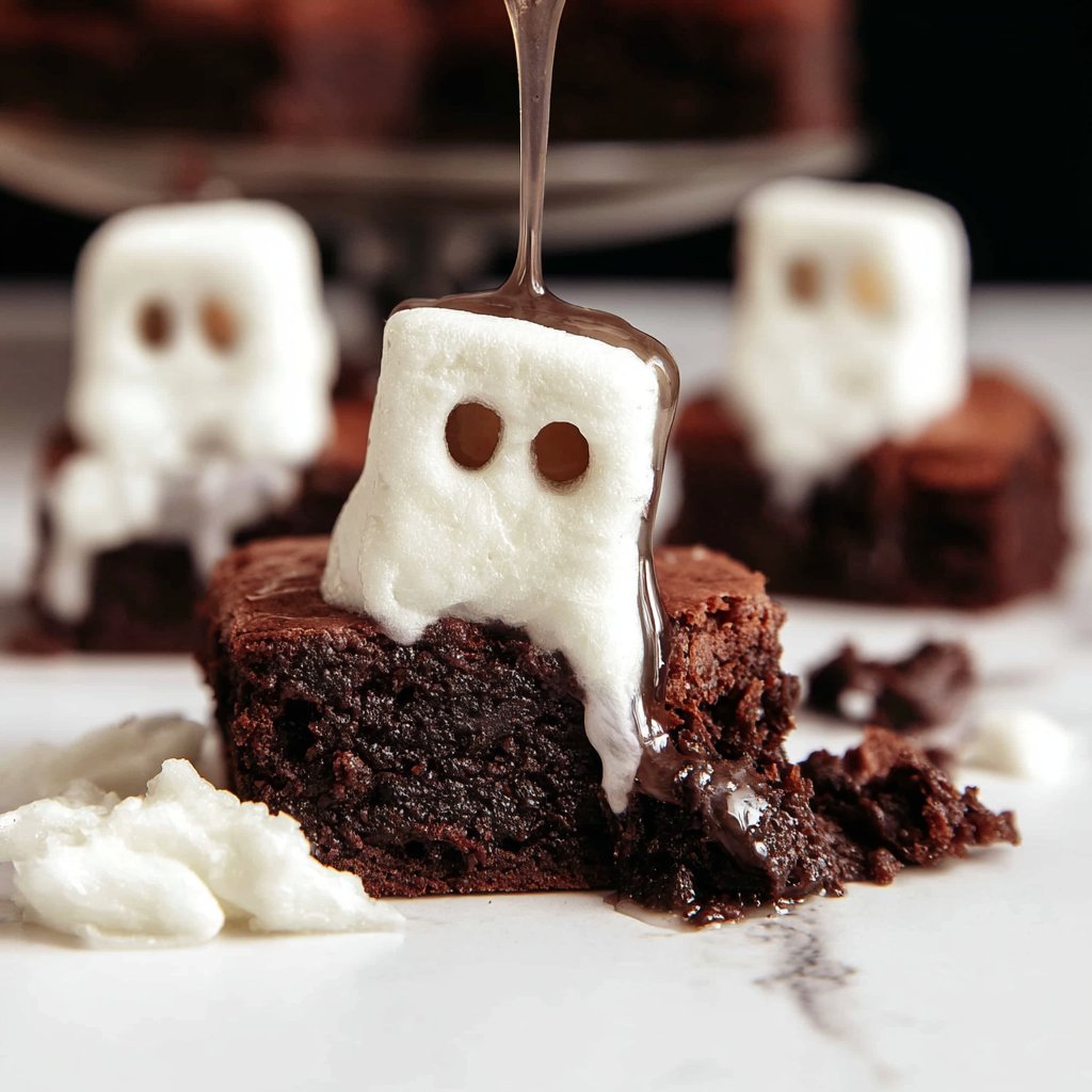 Spooky Ghost Marshmallow Fudgy Brownies