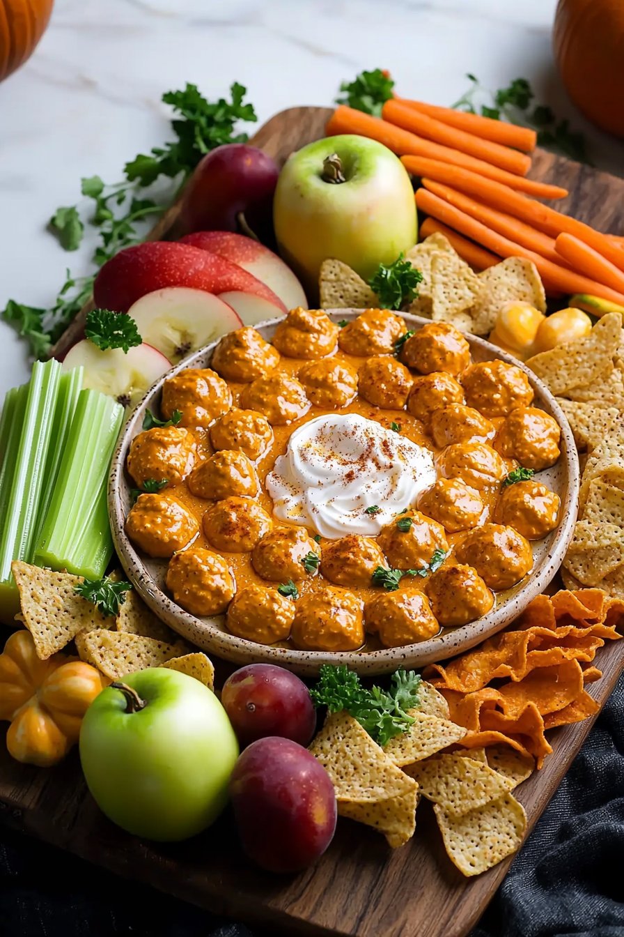 Halloween Snack Board with Pumpkin Dip – Easy Party Platter
