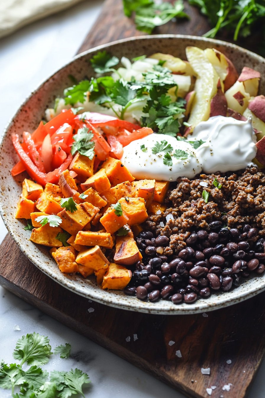 Sweet Potato Burger Bowl (With Ground Beef)