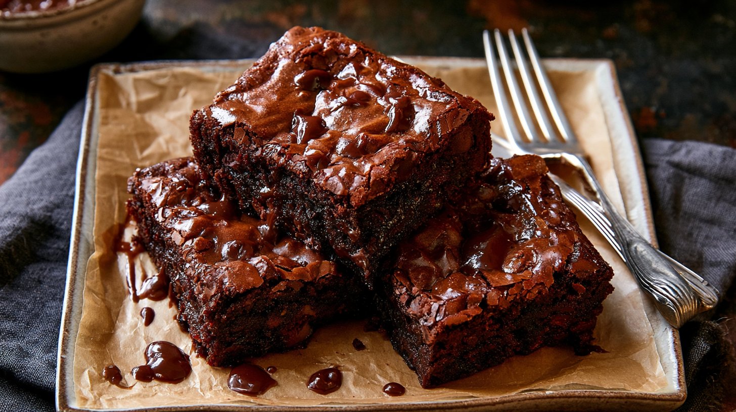 Fudgy Triple Chocolate Brownies