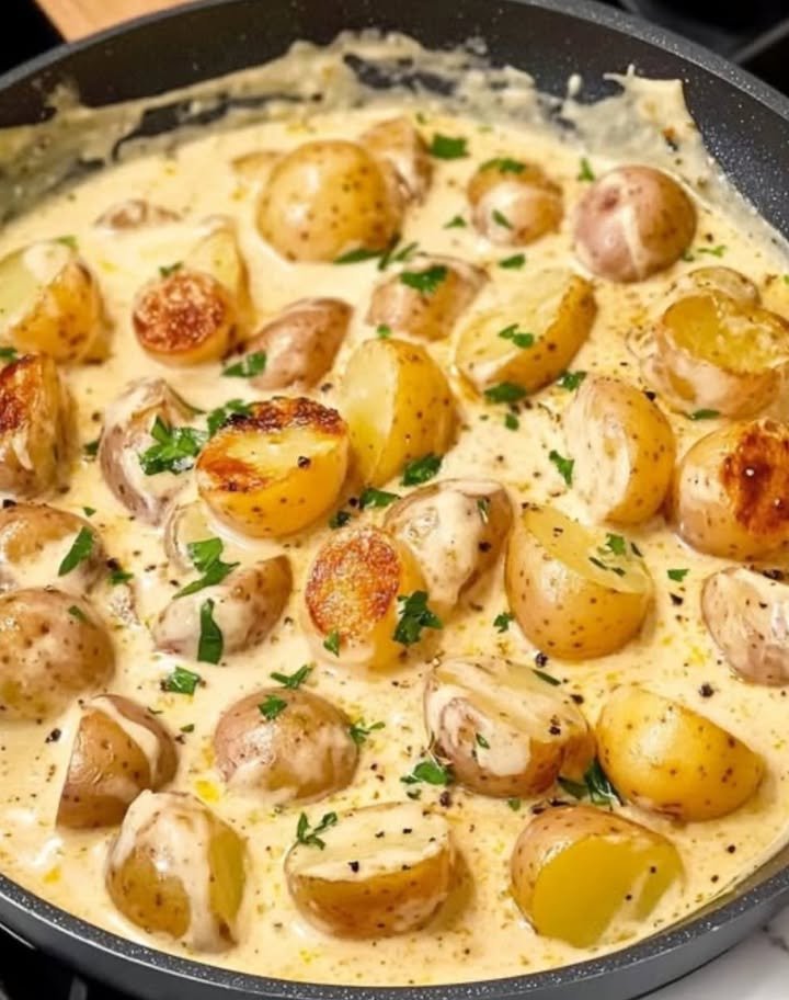 Kartoffeln in Knoblauch Sahnesauce – Geschmackvoll
