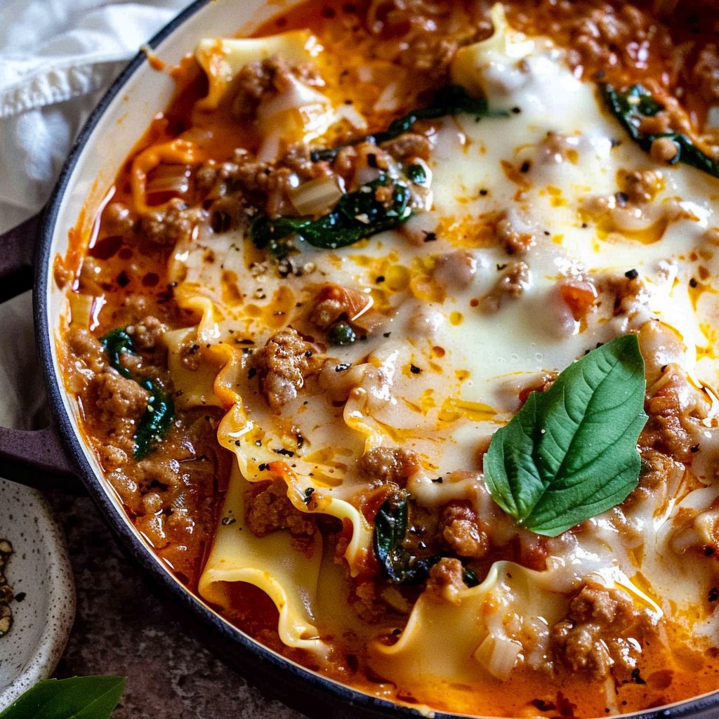One-Pot Creamy Dutch Oven Lasagna Soup
