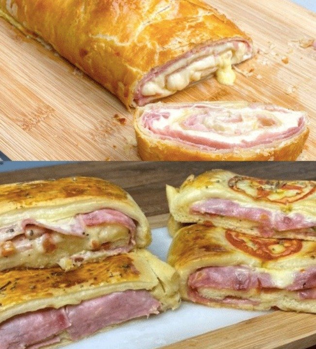 Puff Pastry Strudel with Ham and Cheese