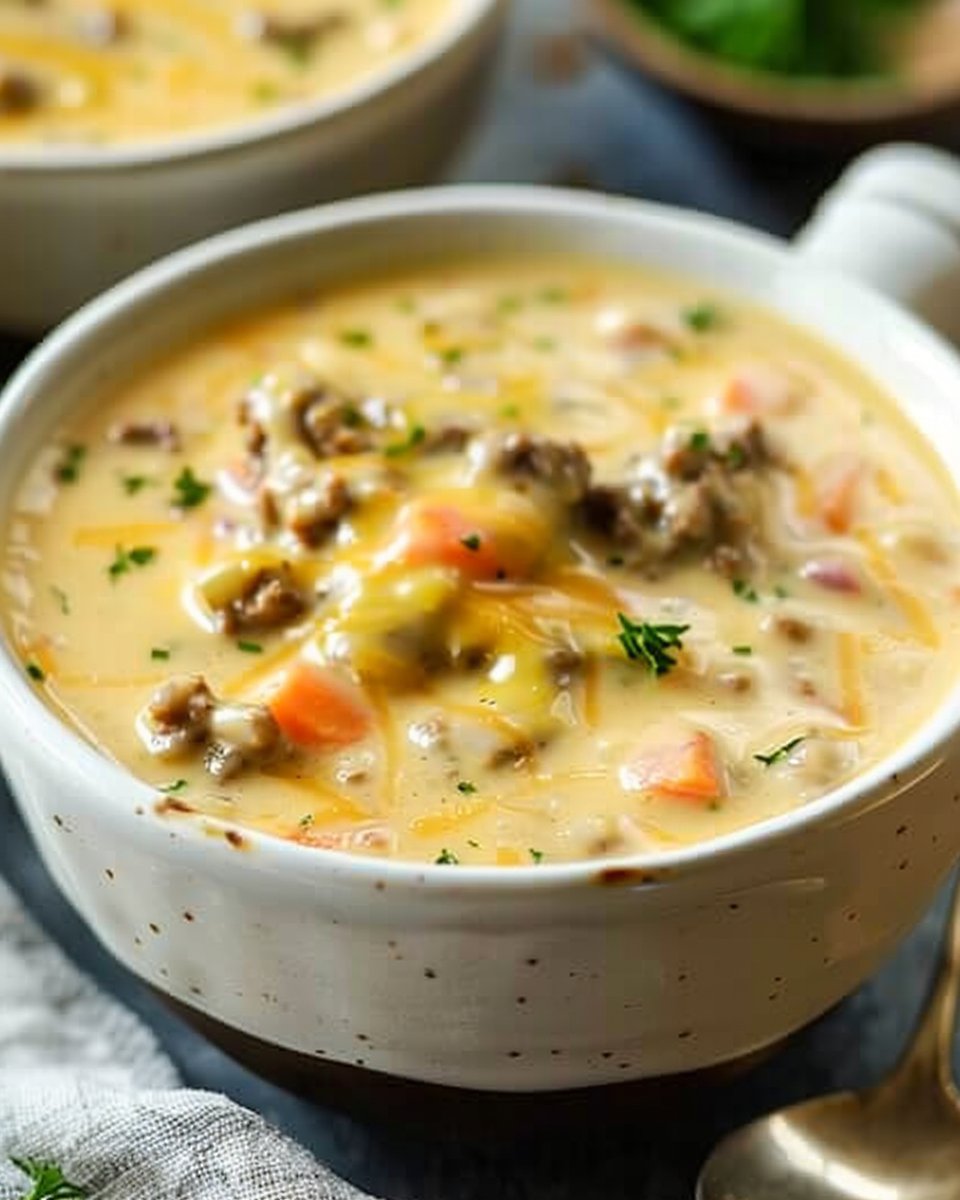 Crock Pot Cheeseburger Soup