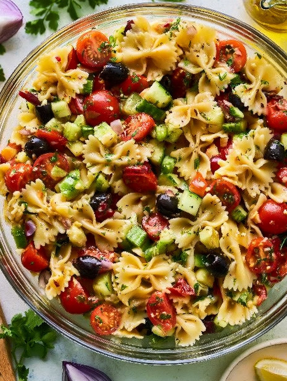 Receta de Ensalada de Pasta Italiana con Lazos y Parmesano Fácil