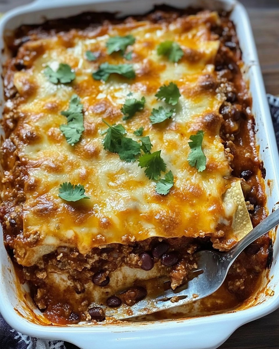 Beef and Bean Enchilada Casserole