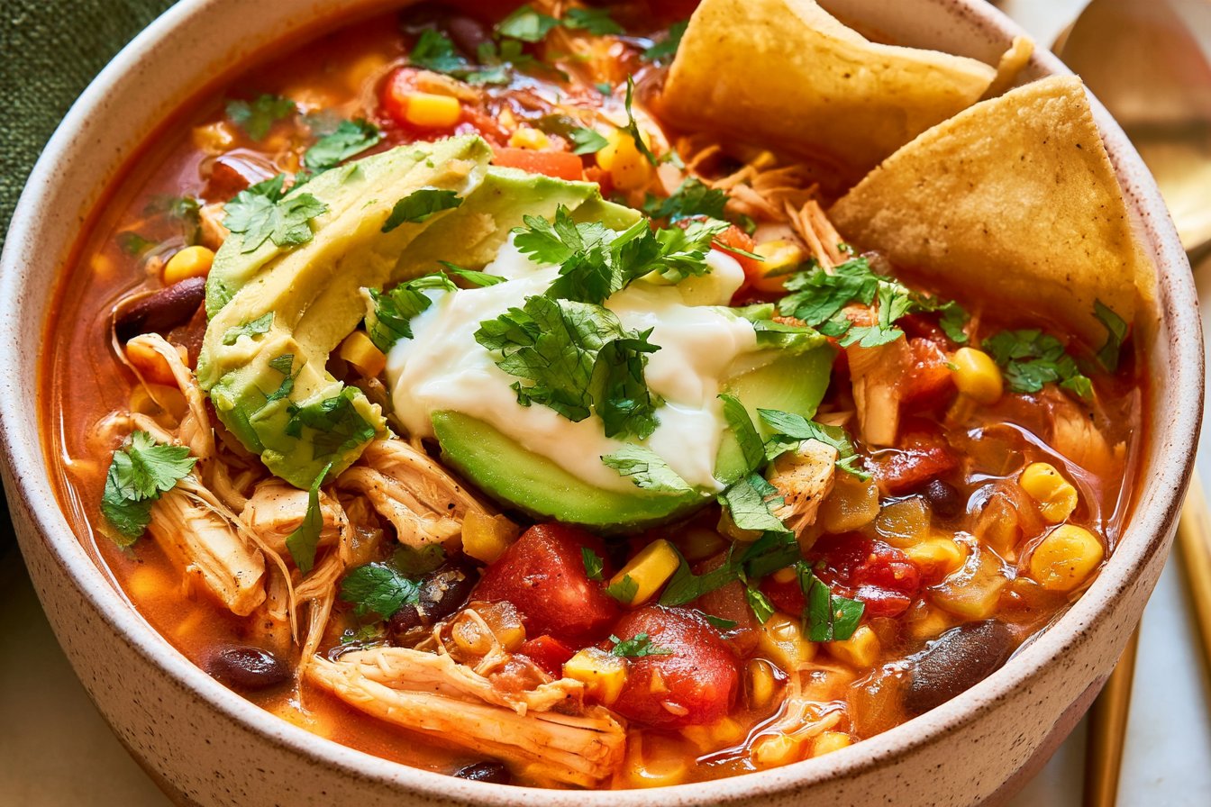 Healthy Slow Cooker Chicken Tortilla Soup