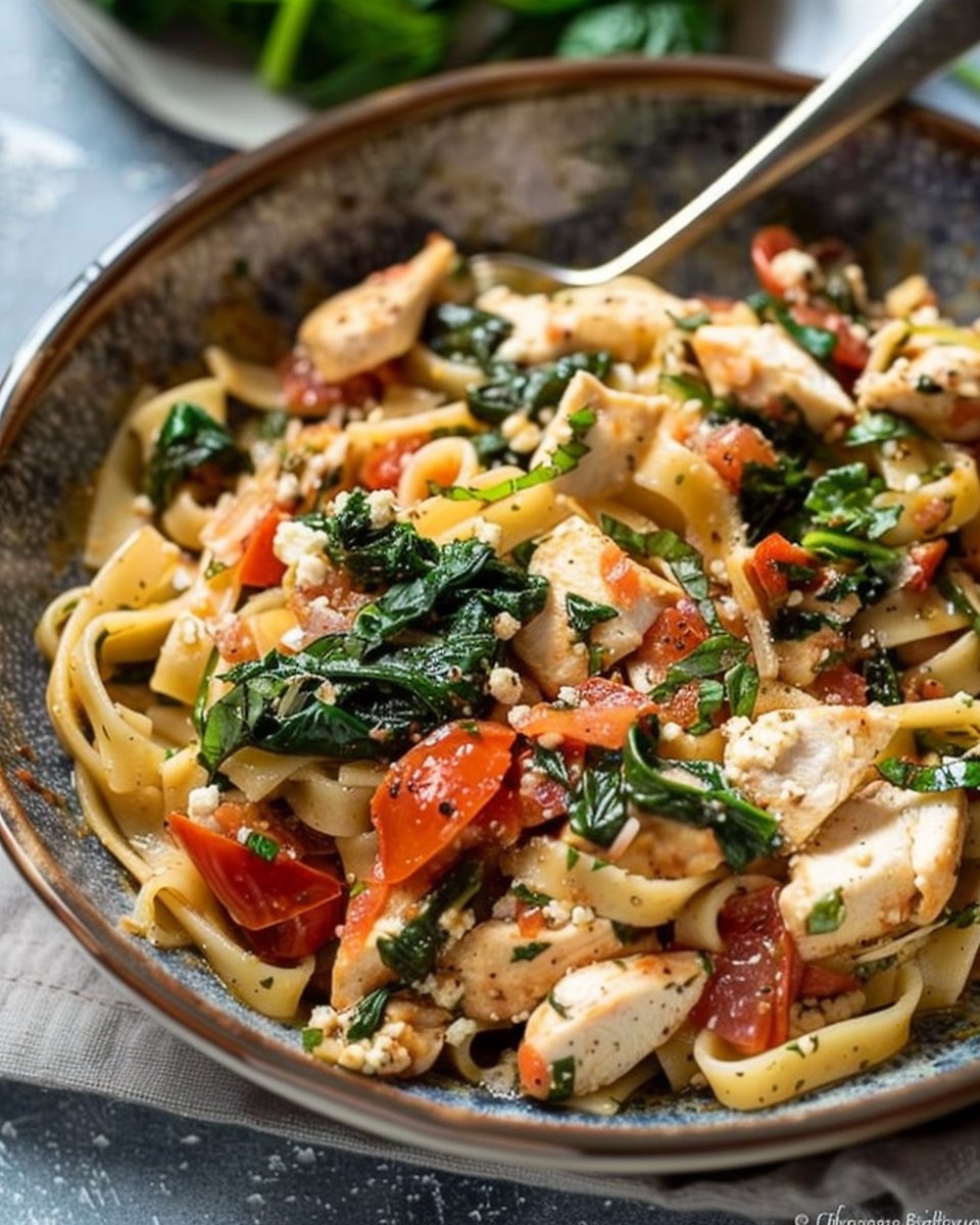 Chicken Feta Spinach Pasta